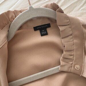 Gold Ann Taylor Ruffle Neck Blouse. XS